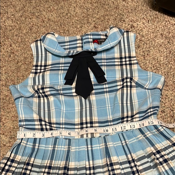 Hellbunny Blue plaid pleated skirt Dress - Picture 5 of 10